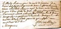La première signature du premier instituteur de Bois d'Arcy en 1743. Bien souvent, sa fonction s'étendait à celle de témoin et de secrétaire de la Paroisse. C'est le cas ici.